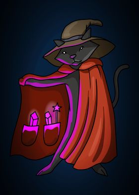 Cute Cat Magician Wizard