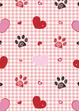Hearts with paw prints