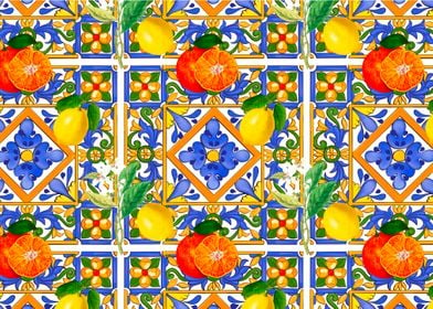 Majolica lemons tiles art