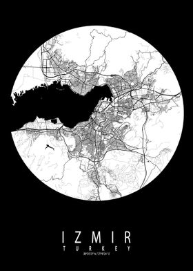 Izmir City Map Full Moon