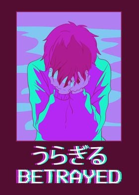 Im Fine Sad Anime Boy' Poster, picture, metal print, paint by AestheticAlex