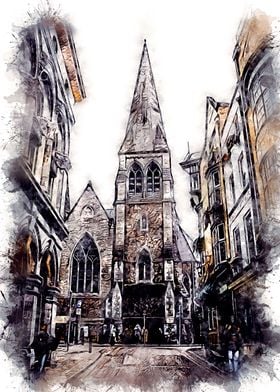 Glasgow Streets Watercolor