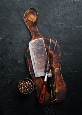 Chopping board  knife