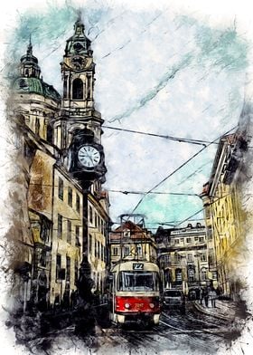 Prague Streets Watercolor