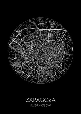 Zaragoza City Map Black