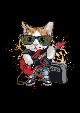 Rock and Roll Guitar Cat