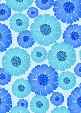 Blue Zinnia flower pattern