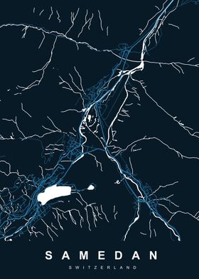 SAMEDAN Map SWITZERLAND 