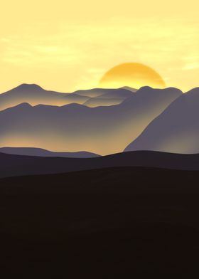 Sunset Through Mountains