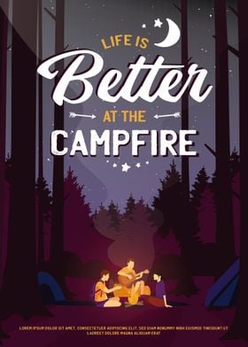 Life Is Better By the Campfire Metal Sign Vintage Look 