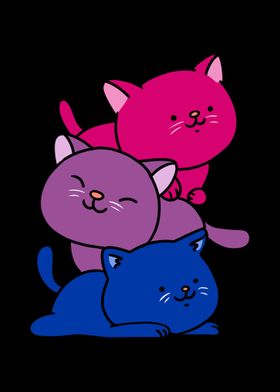 Kawaii Cat Pile Bi Pride