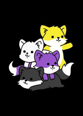 Kawaii Fox Pile Nonbinary