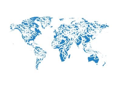 World map infographic blue