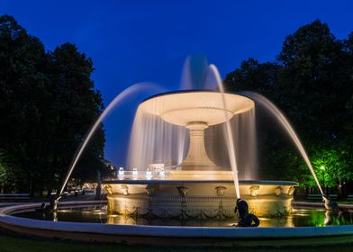 Park Fountain At Night