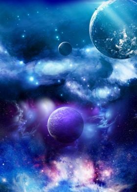 Planets in Space Galaxy
