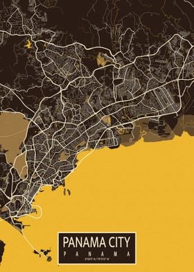 Panama City Map Pastel