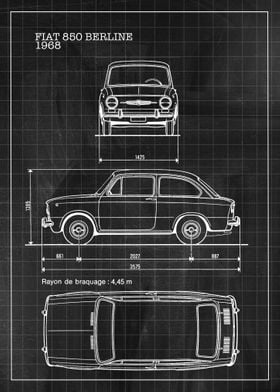 Blueprint Fiat 850 Berline