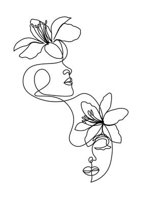 Floral Couples line art