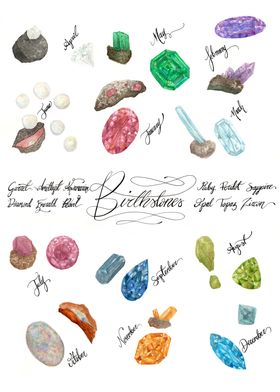 Watercolor Birthstones