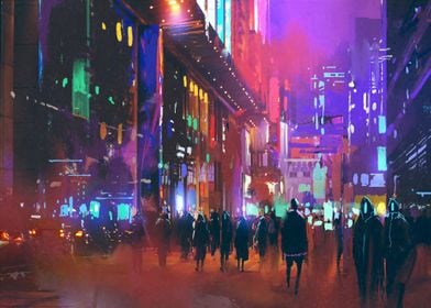 Cyberpunk street painting