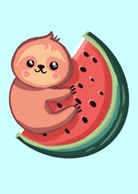 Sloth Watermelon Cute