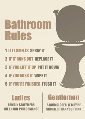 Funny Bathroom Rules' Poster by 84PixelDesign | Displate