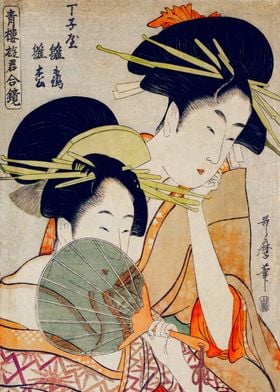 Japanese women holding fan