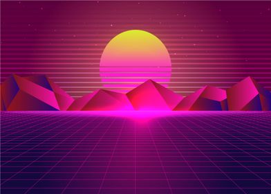 80s retro landscape