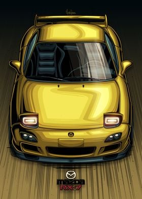Mazda RX7 JDM Yellow