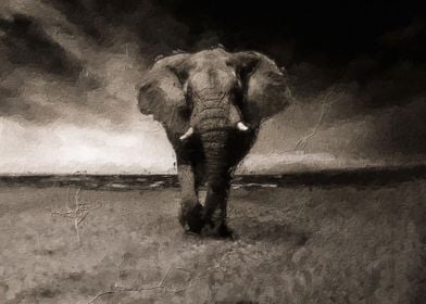 Elephant in the storm