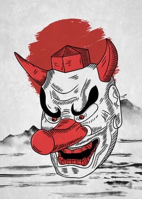 Scary Mask Japanese Art 