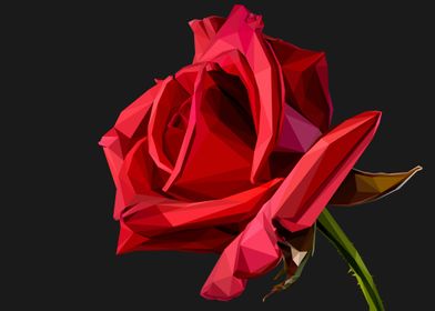 Red Rose Lowpoly