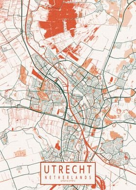 Utrecht City Map Bohemian