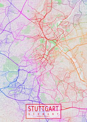 Stuttgart Map Colorful