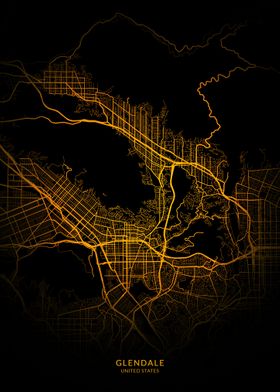 Glendale City Map Gold