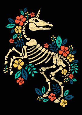 flowered unicorn skeleton