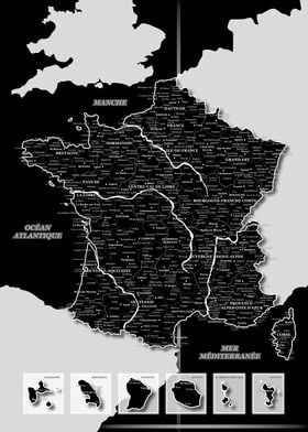 Map of France : Black