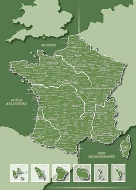 Map of France : Green