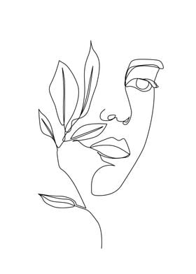 Girl Face One Line Art