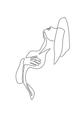 exotic girl one line art