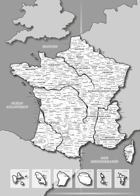 Map of France : Light Grey