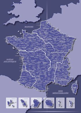 Map of France : Purple