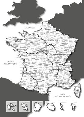 Map of France : White
