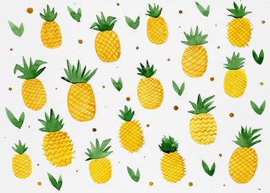 Watercolor pineapples 