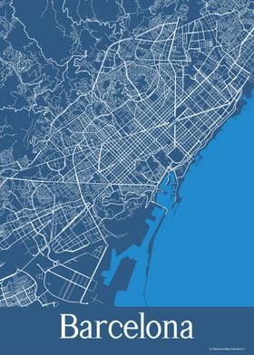 Barcelona Spain Blue Map