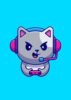 Cute cat gaming