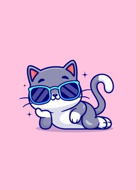 cool cat wearing glasses