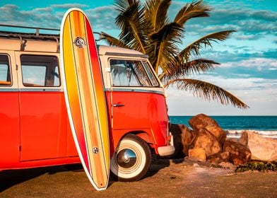 Van on the beach