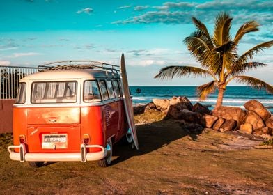 Van on the beach