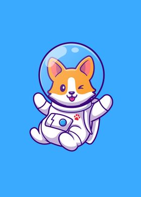 Cute corgi astronaut